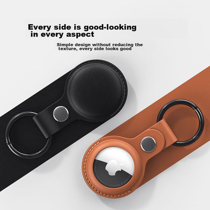 ESCASE AirTag2 Protective Case for Apple AirTag, Realistic Leather Simulation, Anti-Loss Tracker, Dirt-Resistant, Shockproof with Hook, Key Case ES-KPLE01, Saddle Brow - Image 5