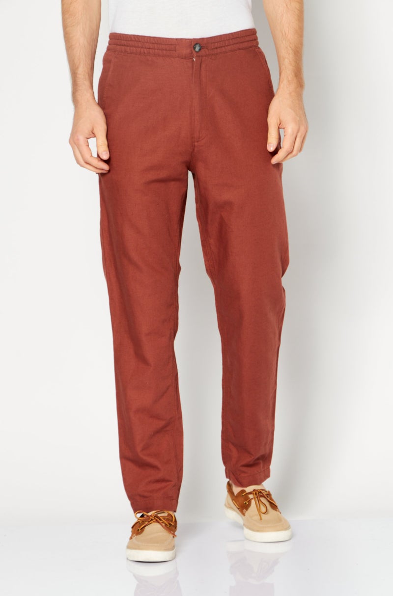 LACOSTE Men Solid Chino Pants, Brown  - Image 1