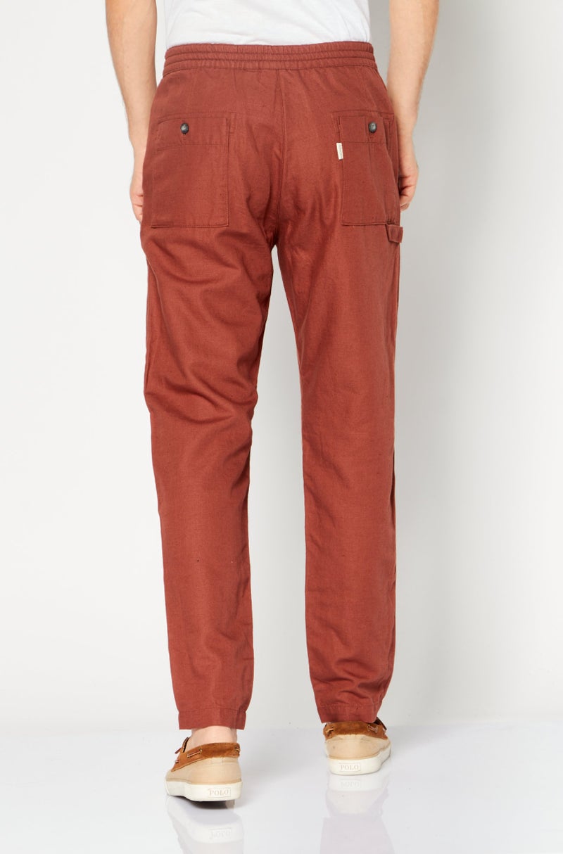 LACOSTE Men Solid Chino Pants, Brown  - Image 3