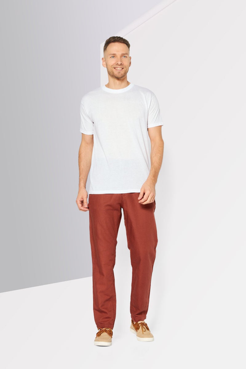 LACOSTE Men Solid Chino Pants, Brown  - Image 4