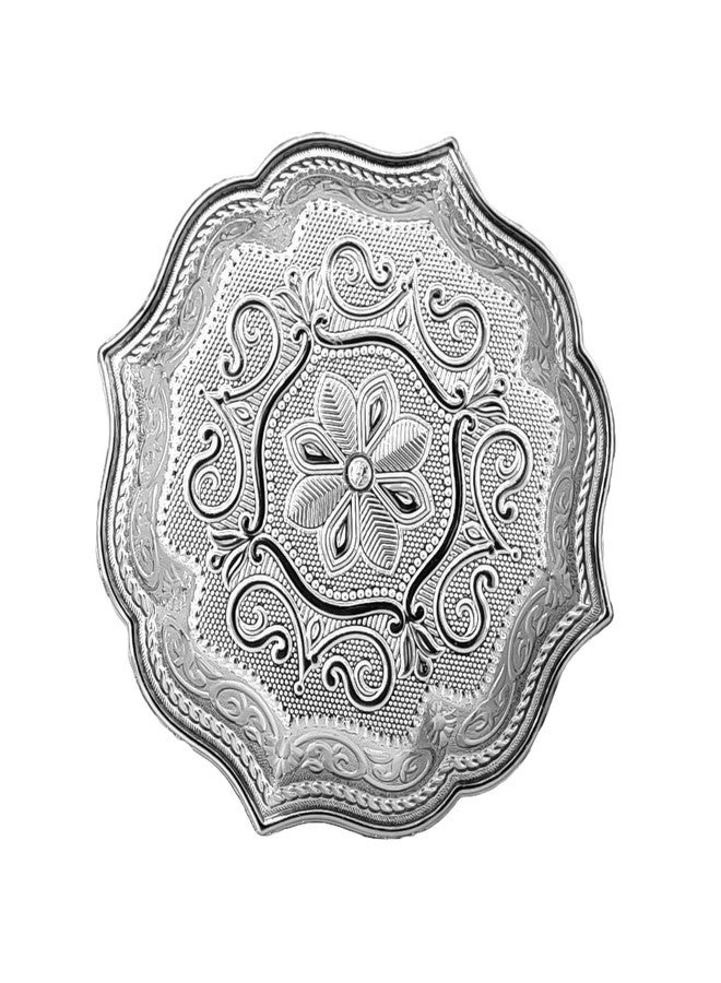 TAVASYA Decorative Non Metallic Silver Finish Serving Trays/Thalis (18 x 18 x 3 cm-Pack of 6 |Traditional Seer Plates for Return Gifts, Pooja, Festivals, Weddings & Home Décor SMLSLVR-1 - Image 3