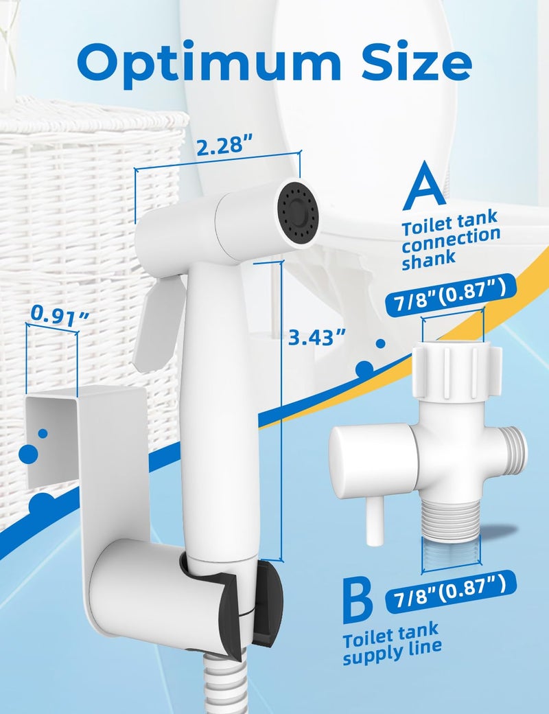 BRITULIF Matte White Handheld Bidet Sprayer For Toilet  Jet Sprayer For Toilet Muslim Shower  Adjustable Cloth Diaper Sprayer Bidets Attachment For Toilet  Bidet Hose For Feminine Wash - Image 2