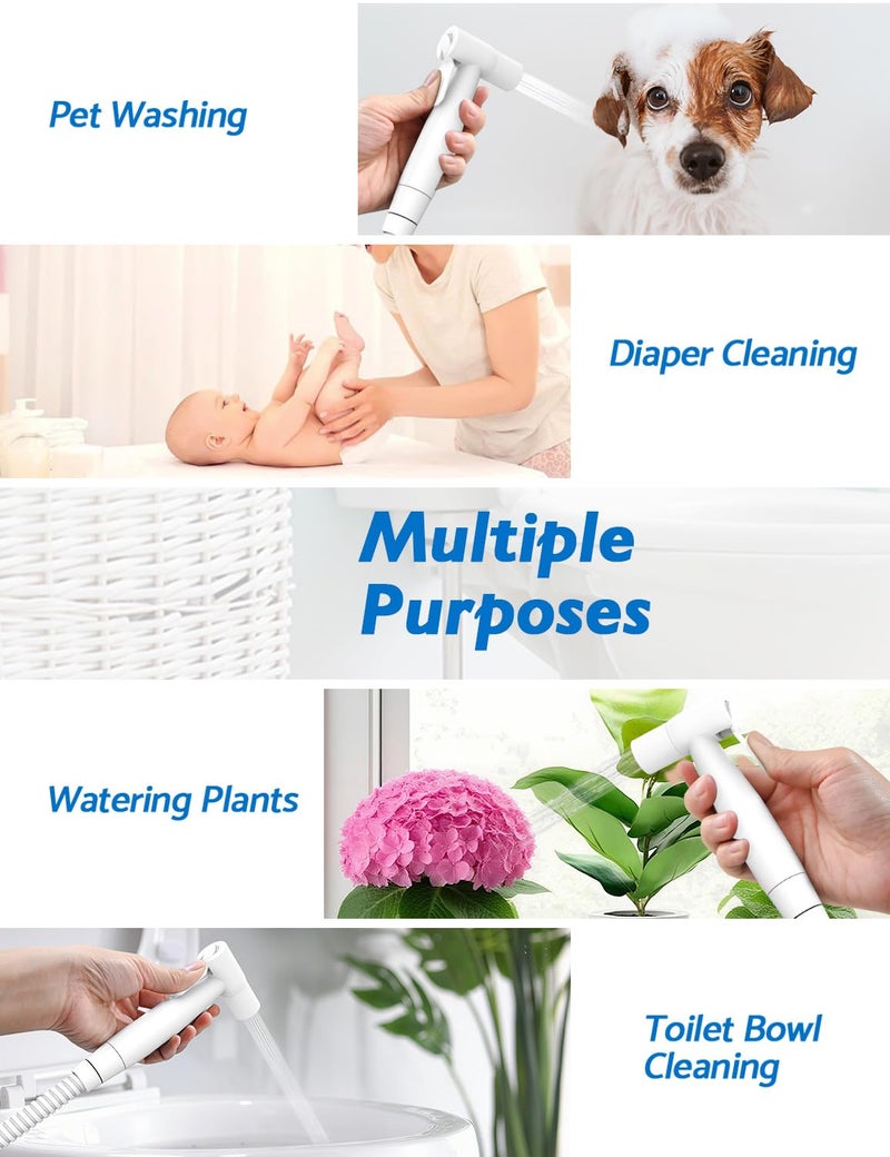 BRITULIF Matte White Handheld Bidet Sprayer For Toilet  Jet Sprayer For Toilet Muslim Shower  Adjustable Cloth Diaper Sprayer Bidets Attachment For Toilet  Bidet Hose For Feminine Wash - Image 5