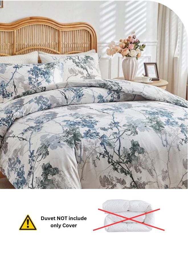 LUNA Home Queen size 6 pieces, duvet cover set, tree with blue and grey leaves.  - Image 4
