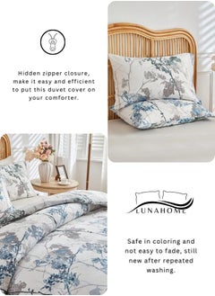 LUNA Home Queen size 6 pieces, duvet cover set, tree with blue and grey leaves.  - Image 5