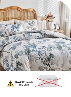 LUNA Home Queen size 6 pieces, duvet cover set, tree with blue and grey leaves.  - Image 4