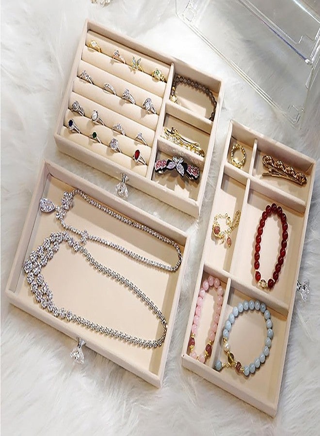 SRUSTEPY Jewelry Organizer Box with 3 Drawers Stackable Velvet Jewelry Display Case Holder for Earrings Ring Bracelet Necklace - Image 3