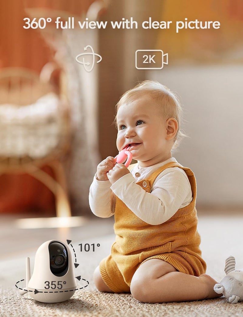 nooie Upgrade 5G Baby Monitor WiFi Smartphone 2K Baby Camera Monitor 360 Pan  Tilt HD Night Vision Temperature Sensor AI Motion Track TwoWay Audio CrySoundMotion Detection Works with Alexa - Image 4