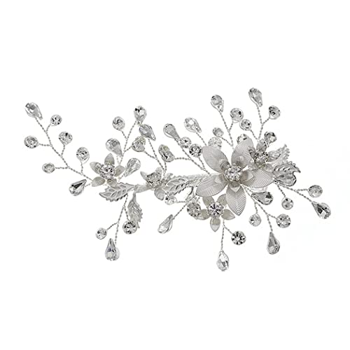 Sinide Rhinestone Wedding Hair Clips, Sinide Handmade Flower Crystal Wedding Hair Barrette Bridal Hair Accessories Headpiece Comb Barrette for Women Ladies Vintage Hair Barrette Bridesmaids Headpiece - Image 1