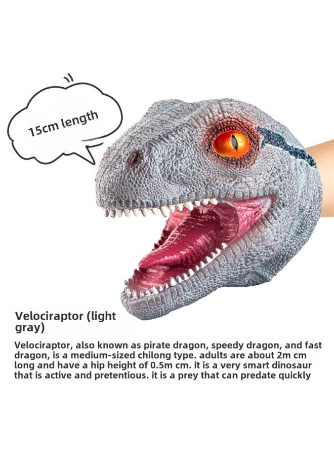 Jurassic Dinosaur Hand Puppet Simulation Tyrannosaur Triceratops Raptor Soft Rubber Model Children's Toys Wholesale-Color:Velociraptor Hand Puppet 】 - Image 1