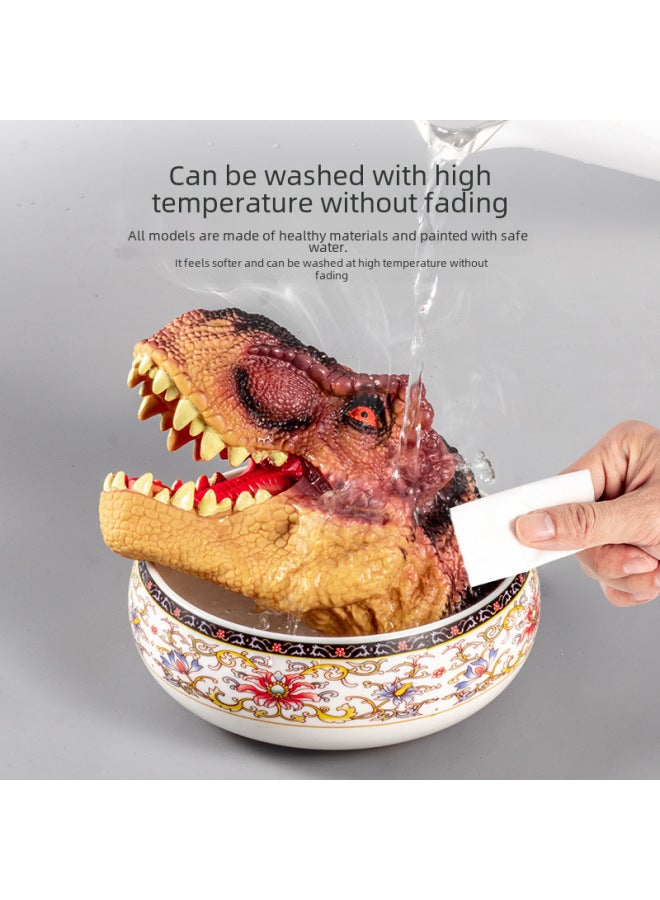 Jurassic Dinosaur Hand Puppet Simulation Tyrannosaur Triceratops Raptor Soft Rubber Model Children's Toys Wholesale-Color:Velociraptor Hand Puppet 】 - Image 5