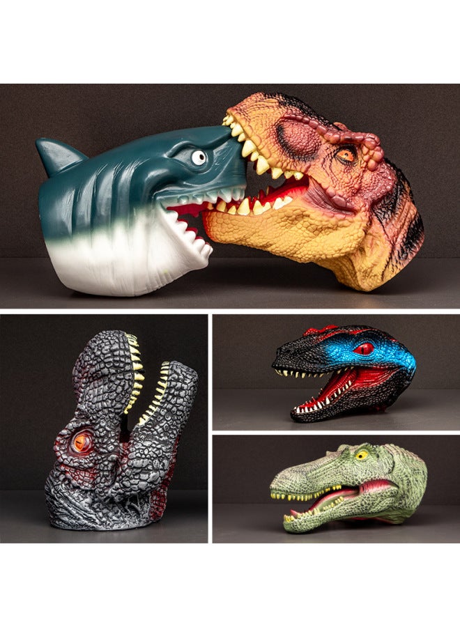 Jurassic Dinosaur Hand Puppet Simulation Tyrannosaur Triceratops Raptor Soft Rubber Model Children's Toys Wholesale-Color:Velociraptor Hand Puppet 】 - Image 2