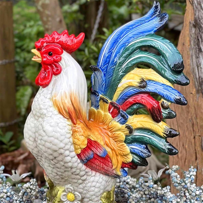 FORLONG Ceramic Collectible Figurines Statueï¼Œ3D Hand-Painted Large Strawberry Rooster Home Decoration -11.5H - Image 3