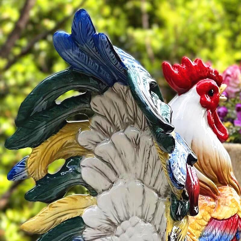 FORLONG Ceramic Collectible Figurines Statueï¼Œ3D Hand-Painted Large Strawberry Rooster Home Decoration -11.5H - Image 5