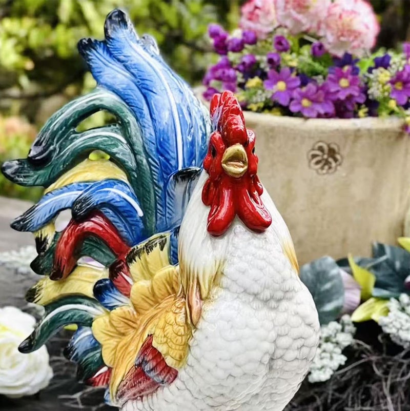 FORLONG Ceramic Collectible Figurines Statueï¼Œ3D Hand-Painted Large Strawberry Rooster Home Decoration -11.5H - Image 4
