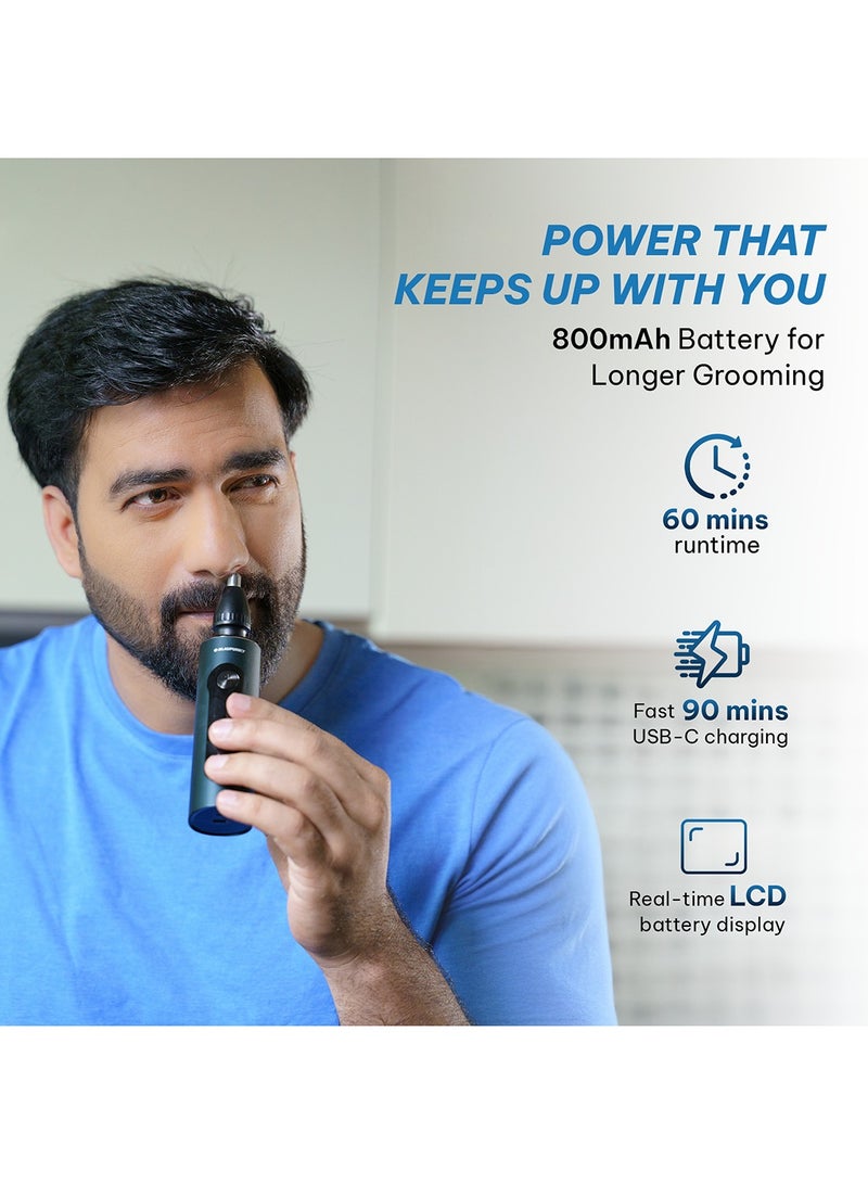 Blaupunkt 4-in-1 Shaver Grooming Kit for Men, Metal Body, Hair & Nose Trimmer, Cordless & Corded Use, LCD Display, USB-C, Wet & Dry Electric Shaver, Travel Lock, 60 Min Runtime, 2-Yr Warranty – SVM604 - Image 5