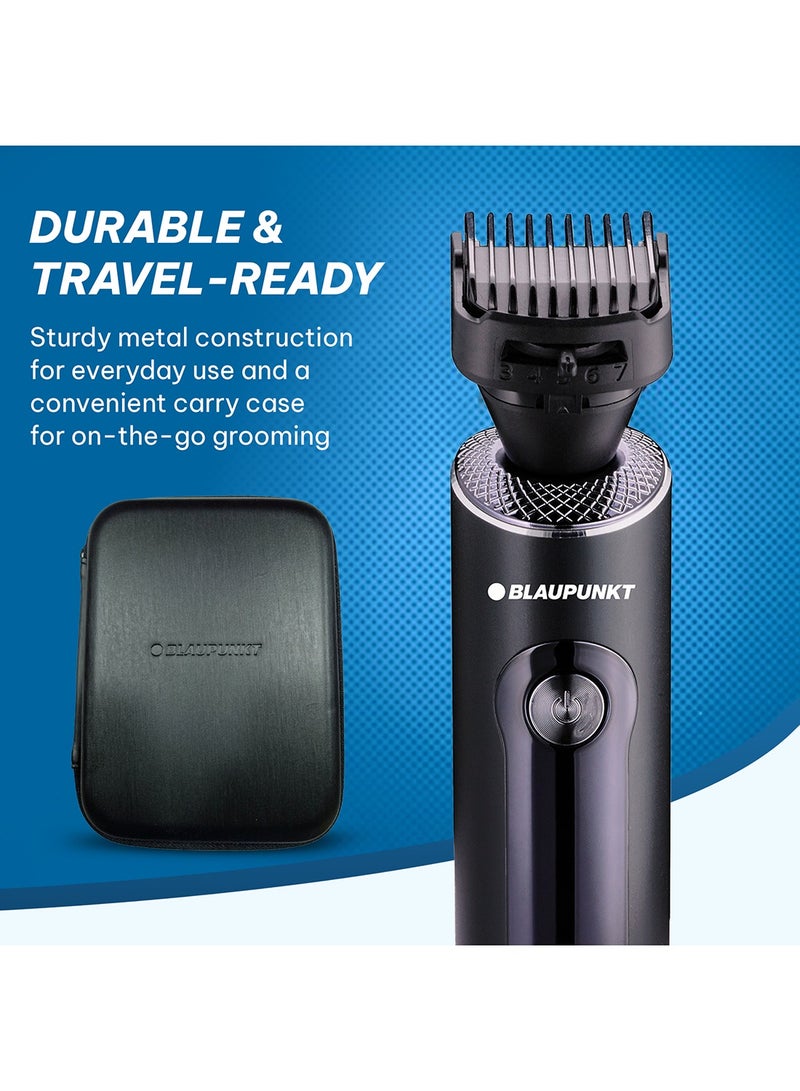 Blaupunkt 4-in-1 Shaver Grooming Kit for Men, Metal Body, Hair & Nose Trimmer, Cordless & Corded Use, LCD Display, USB-C, Wet & Dry Electric Shaver, Travel Lock, 60 Min Runtime, 2-Yr Warranty – SVM604 - Image 4