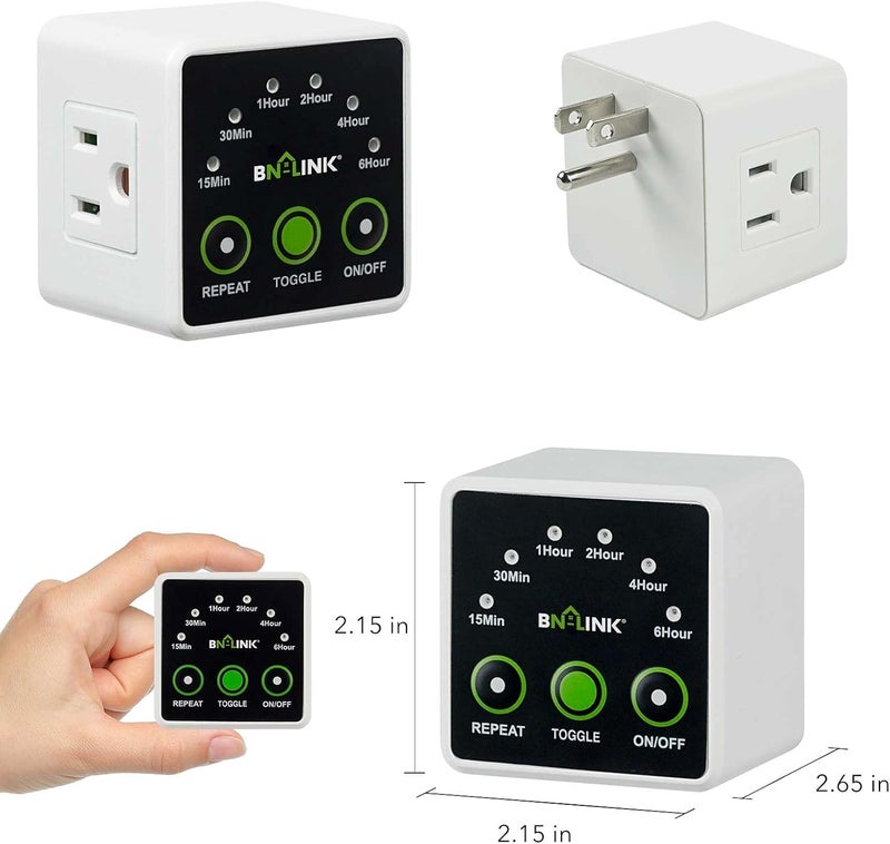 BN-LINK Smart Digital Countdown Timer, Repeat Cycle Timer with 3-Prong Grounded Outlet for Lamps, Light and Home Appliances, 15A/1875W ½ HP - Image 2
