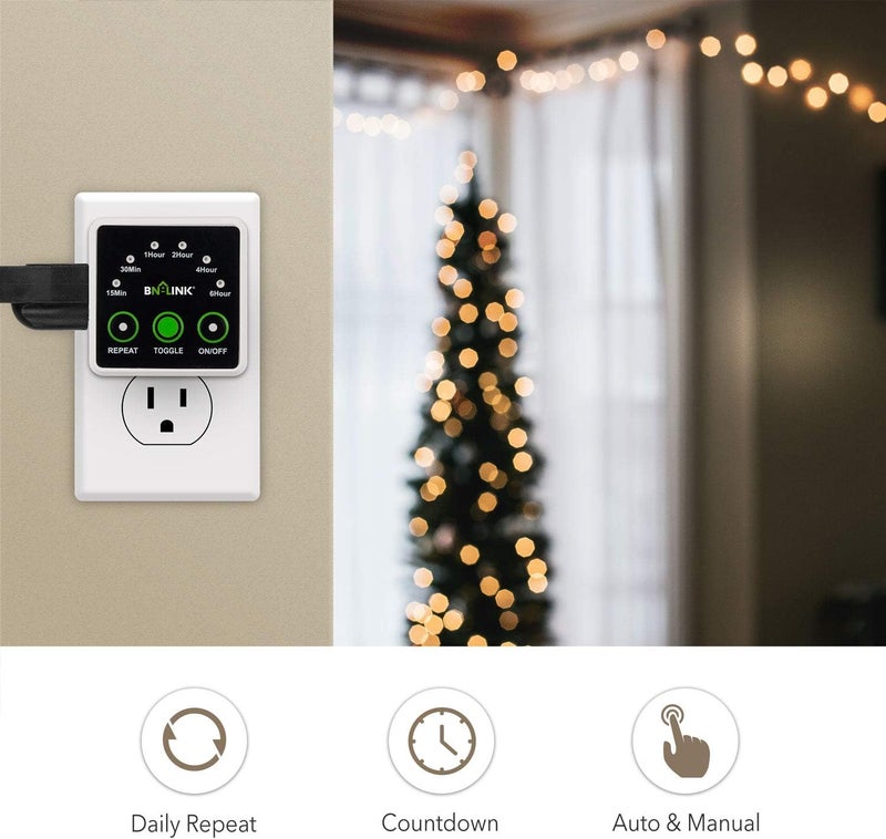 BN-LINK Smart Digital Countdown Timer, Repeat Cycle Timer with 3-Prong Grounded Outlet for Lamps, Light and Home Appliances, 15A/1875W ½ HP - Image 3