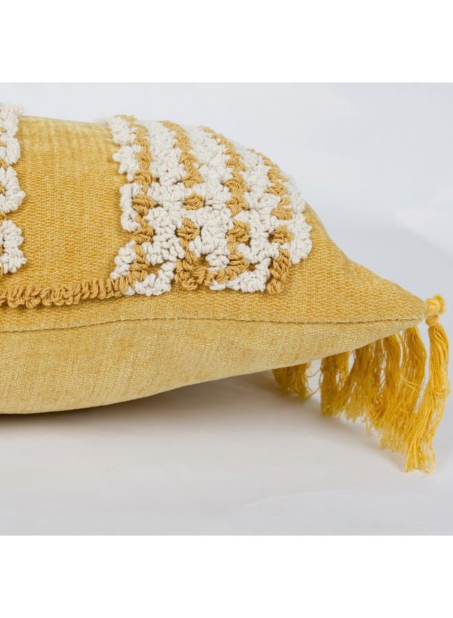 RinRinfam غطاء وسادة بوهيمي بلون الأصفر الخردلي 12x20، أغطية وسائد قطنية مخططة مع تطريز محايد، ديكور غرفة نوم ريفي للمزرعة للاستخدام الخارجي على الأريكة أو السيارة أو غرفة النوم - Image 4