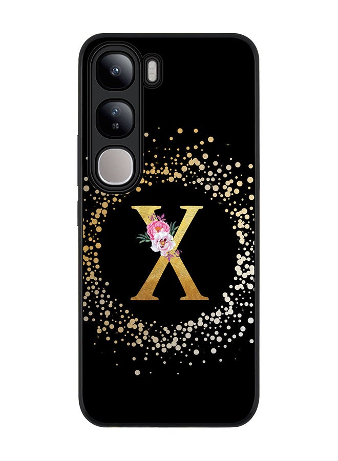 Stylizedd For vivo V40 Lite Case,Slim fit Camera Protection, Shockproof Thin Phone cover - Custom Monogram Floral - X ( Black ) - Image 1