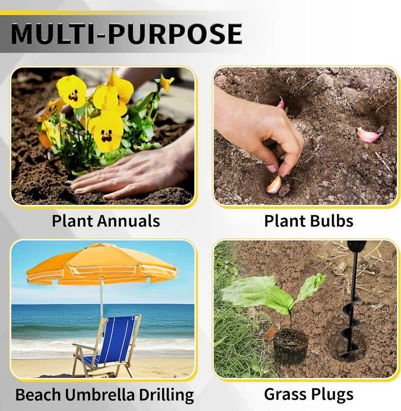 SORANGEUN Auger Drill Bit for Planting - 1.6" x 16.5" Plant Auger for Cordless Drill - Bulb Planter Tool for Bulbs Planting&Holes Digging - 3/8" Hex Drive Drill - Image 5