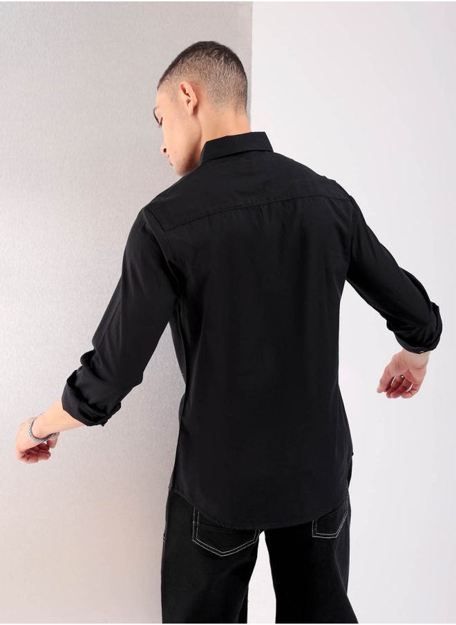The Indian Garage Co Men Slim Fit Graphic Print Full Sleeves Cutaway Collar Casual Shirt  - Image 2