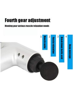 Generic Professional Massage Gun KH-320 , 4 In 1 Deep Tissue Electric Percussion Handheld Device for Body Back Pain Relief Therapy , 6 level variable frequency vibration - black  - Image 2