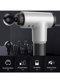 Generic Professional Massage Gun KH-320 , 4 In 1 Deep Tissue Electric Percussion Handheld Device for Body Back Pain Relief Therapy , 6 level variable frequency vibration - black  - Image 4