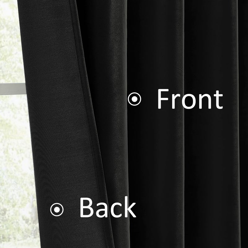 Mumfas Velvet Black Stretains Long Long 102 بوصة طويلة 2 لوحات إضافية لقطات Long Lackout لغرفة المعيش - Image 5
