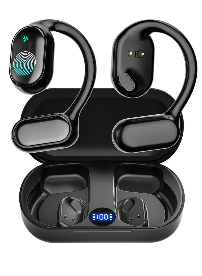 Excefore Wireless Earbuds Bluetooth Earphones, with Wireless Charging Case, Bone-conduction Over-Ear Headphones with Earhooks, Built in Noise Cancellation Mic, IP5 Waterproof for Sports Running  - Image 1