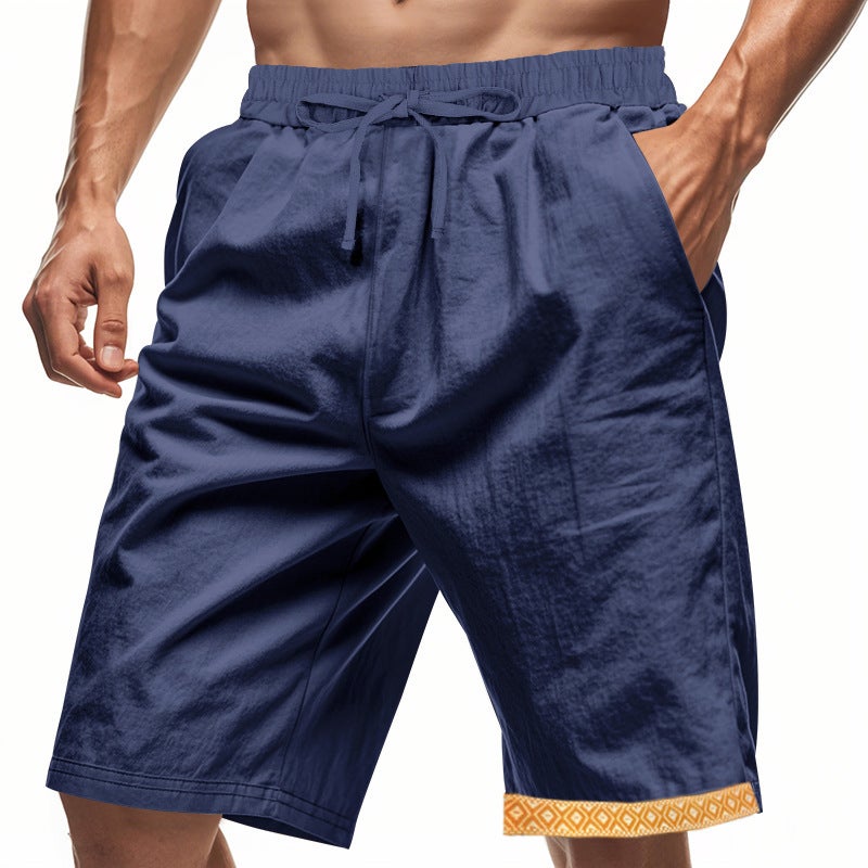 Summer Men''s Linen Loose Casual Bohemian Linen Breathable Casual Beach Shorts - Image 4