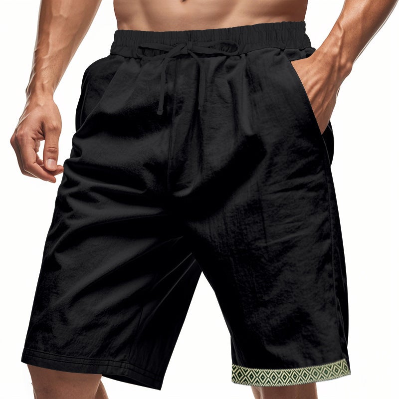 Summer Men''s Linen Loose Casual Bohemian Linen Breathable Casual Beach Shorts - Image 5