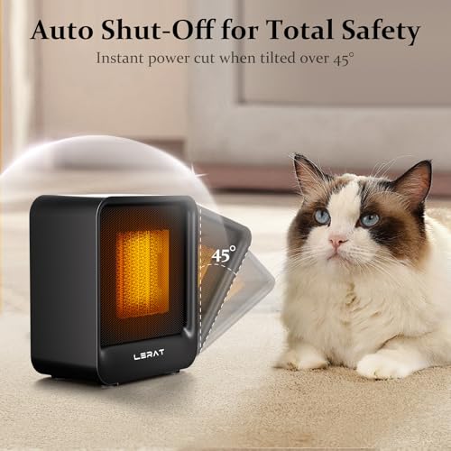 Lerat Space Heater, Portable Mini Heater for Indoor Use, 500W Fast Heating Small Desk Heater with Overheating & Tip-Over Protection, Lightweight Electric Heaters for Office, Home, Camping (Black) - Image 5