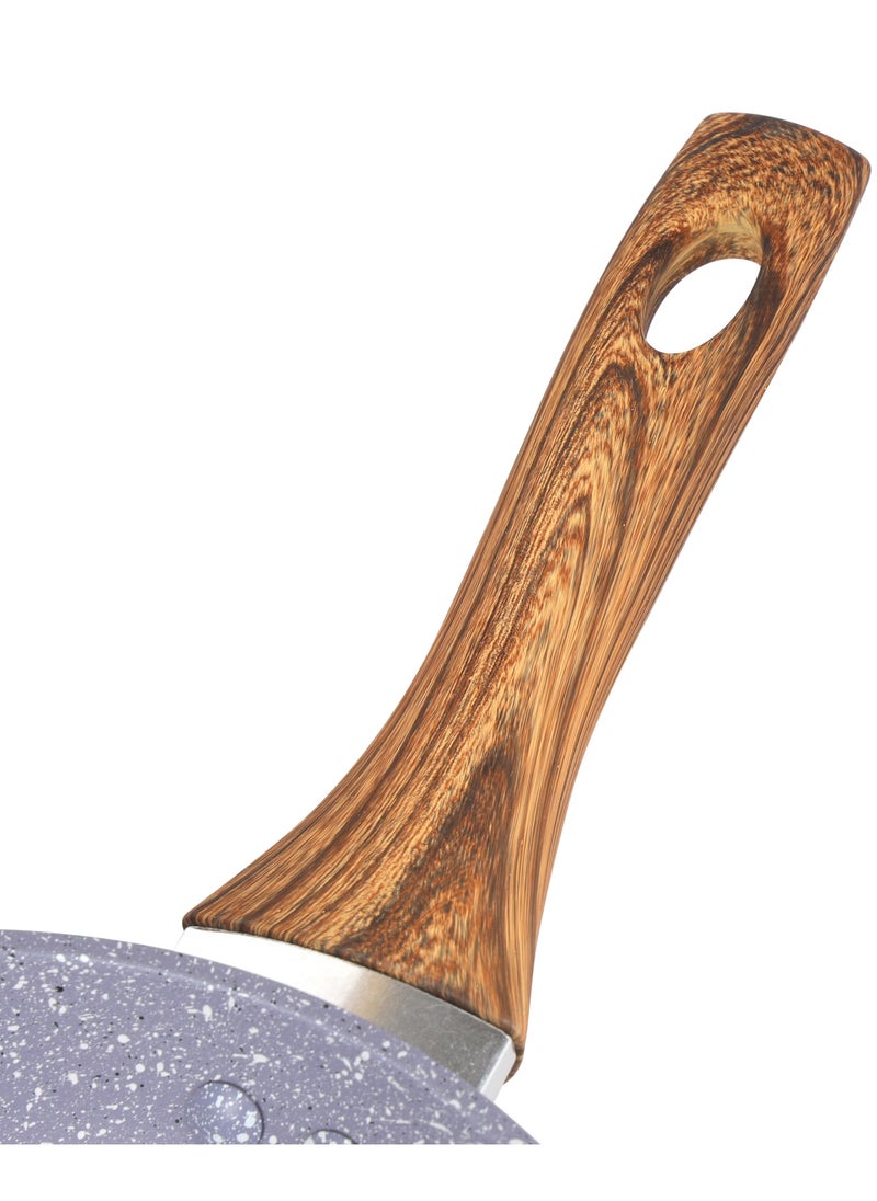 20/22/24/26/28/30 cm Essential Frypan Strong Forged Aluminum Body with Granite Coating and Heat Resistant Wooden Finish Bakelite Handle