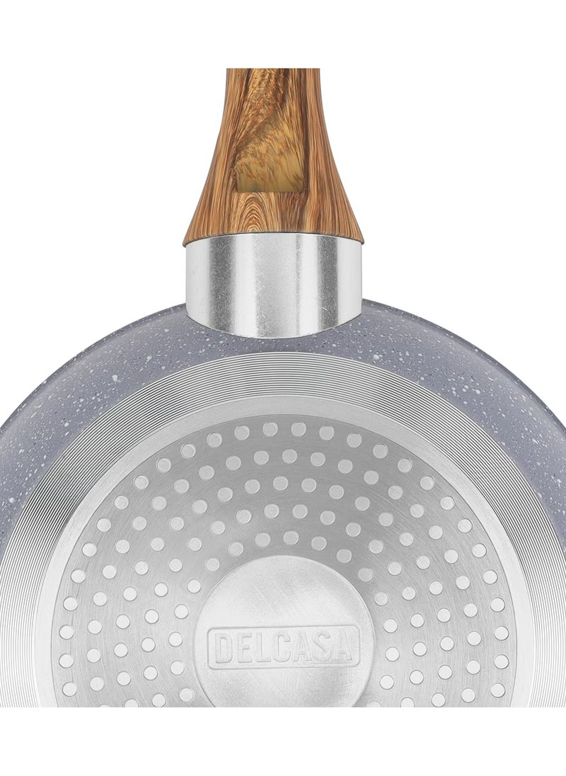 20/22/24/26/28/30 cm Essential Frypan Strong Forged Aluminum Body with Granite Coating and Heat Resistant Wooden Finish Bakelite Handle