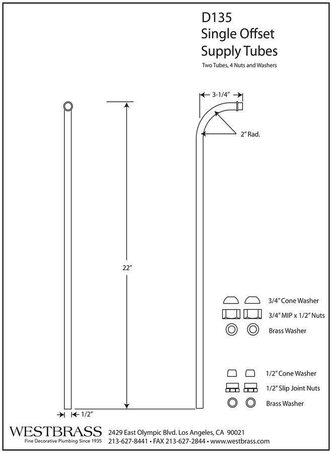 Westbrass Single Offset Bath Supply, Satin Nickel, D135-07 - Image 3