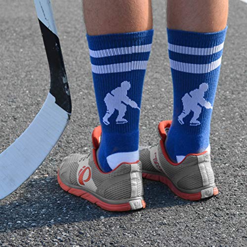 ChalkTalkSPORTS Hockey Performance Crew Socks - Hockey Player - Mid-Calf Socks - Royal/White - Adult Size - Image 5