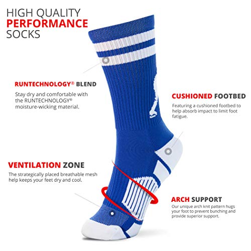ChalkTalkSPORTS Hockey Performance Crew Socks - Hockey Player - Mid-Calf Socks - Royal/White - Adult Size - Image 3