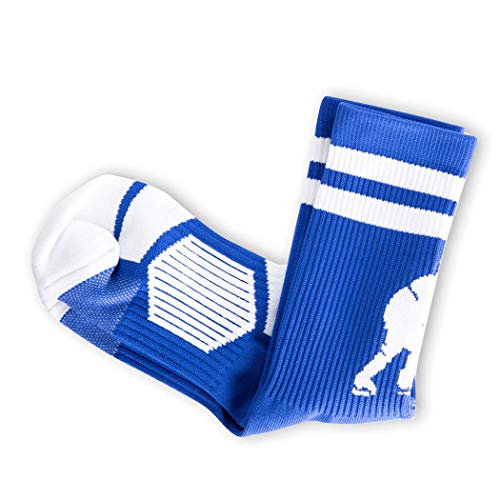 ChalkTalkSPORTS Hockey Performance Crew Socks - Hockey Player - Mid-Calf Socks - Royal/White - Adult Size - Image 4