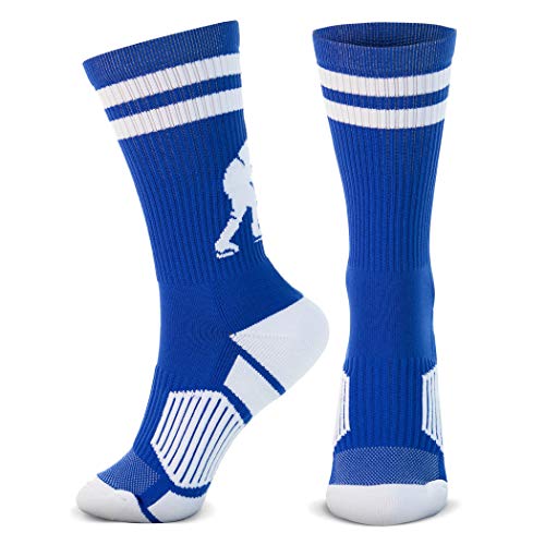ChalkTalkSPORTS Hockey Performance Crew Socks - Hockey Player - Mid-Calf Socks - Royal/White - Adult Size - Image 2