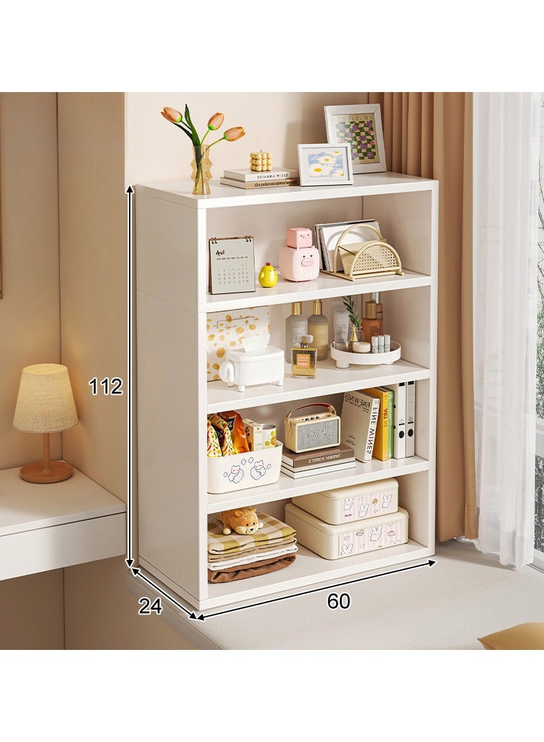 XiuWoo 4 Tier Bookcase Bookshelf Storage Shelves Open Display Rack Compartment Design Standing Shelving Kitchen Bakers Rack Microwave Oven Stand For Living Room And Kitchen White - Image 4