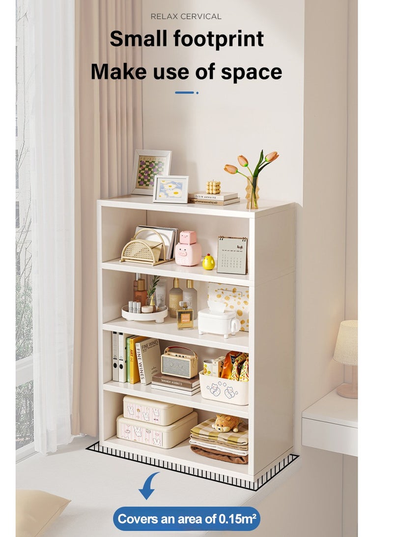 XiuWoo 4 Tier Bookcase Bookshelf Storage Shelves Open Display Rack Compartment Design Standing Shelving Kitchen Bakers Rack Microwave Oven Stand For Living Room And Kitchen White - Image 2