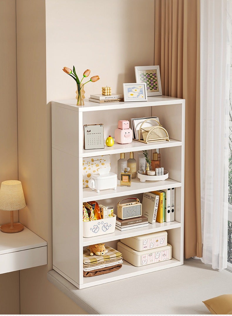 XiuWoo 4 Tier Bookcase Bookshelf Storage Shelves Open Display Rack Compartment Design Standing Shelving Kitchen Bakers Rack Microwave Oven Stand For Living Room And Kitchen White - Image 1