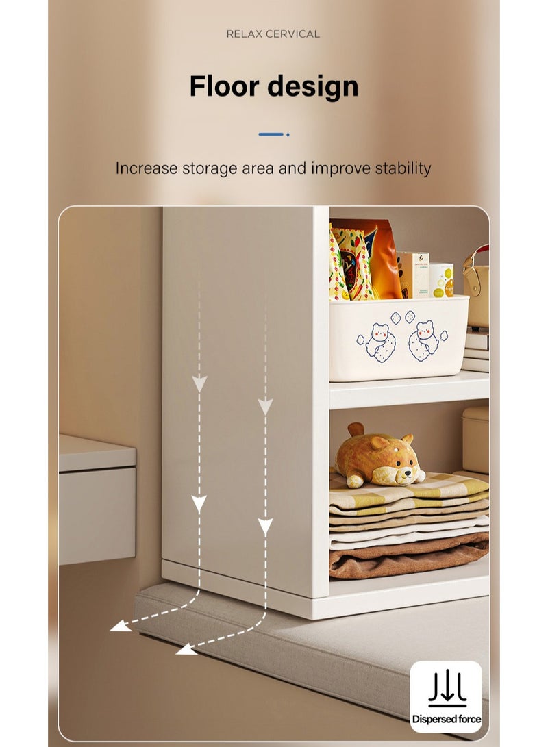 XiuWoo 4 Tier Bookcase Bookshelf Storage Shelves Open Display Rack Compartment Design Standing Shelving Kitchen Bakers Rack Microwave Oven Stand For Living Room And Kitchen White - Image 3