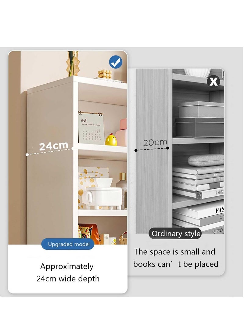 XiuWoo 4 Tier Bookcase Bookshelf Storage Shelves Open Display Rack Compartment Design Standing Shelving Kitchen Bakers Rack Microwave Oven Stand For Living Room And Kitchen White - Image 5