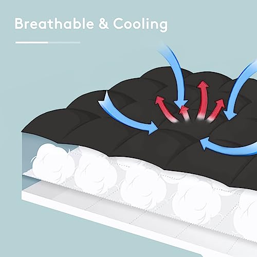 SameBed وسادة مرتبة SameBed كوين، غطاء مرتبة سميك إضافي لآلام الظهر، واقي مرتبة مبرد مع جيب عميق 8-21 بوصة، حشوة بديلة من الريش، أسود - Image 5