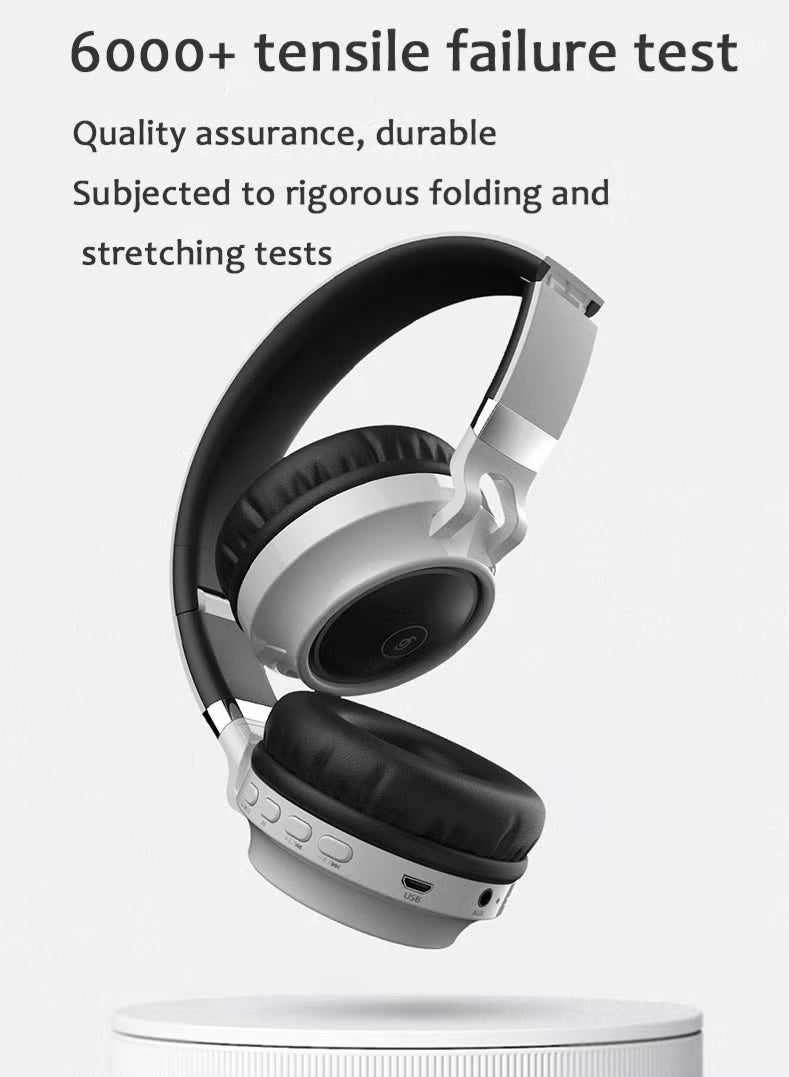fingertime Foldable Bluetooth 5.0 Headphones, On-Ear/Over-Ear Wired and Wireless Headsets with Mic, FM, SD/TF, Hi-Fi Stereo Deep Bass, 25 Hours Playtime, for Travel, Home, Office (White) - Image 5