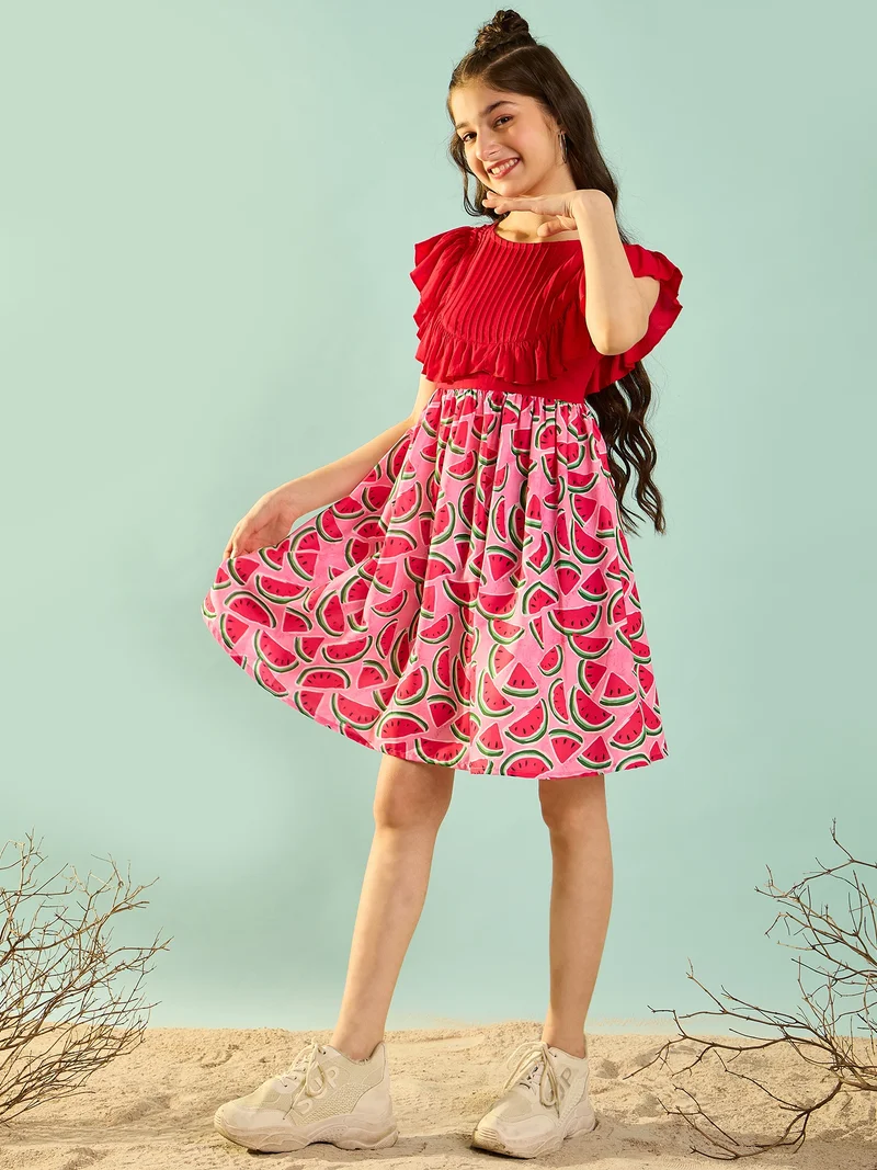 Cherry & Jerry Girls Pink Ruffle Short Dress