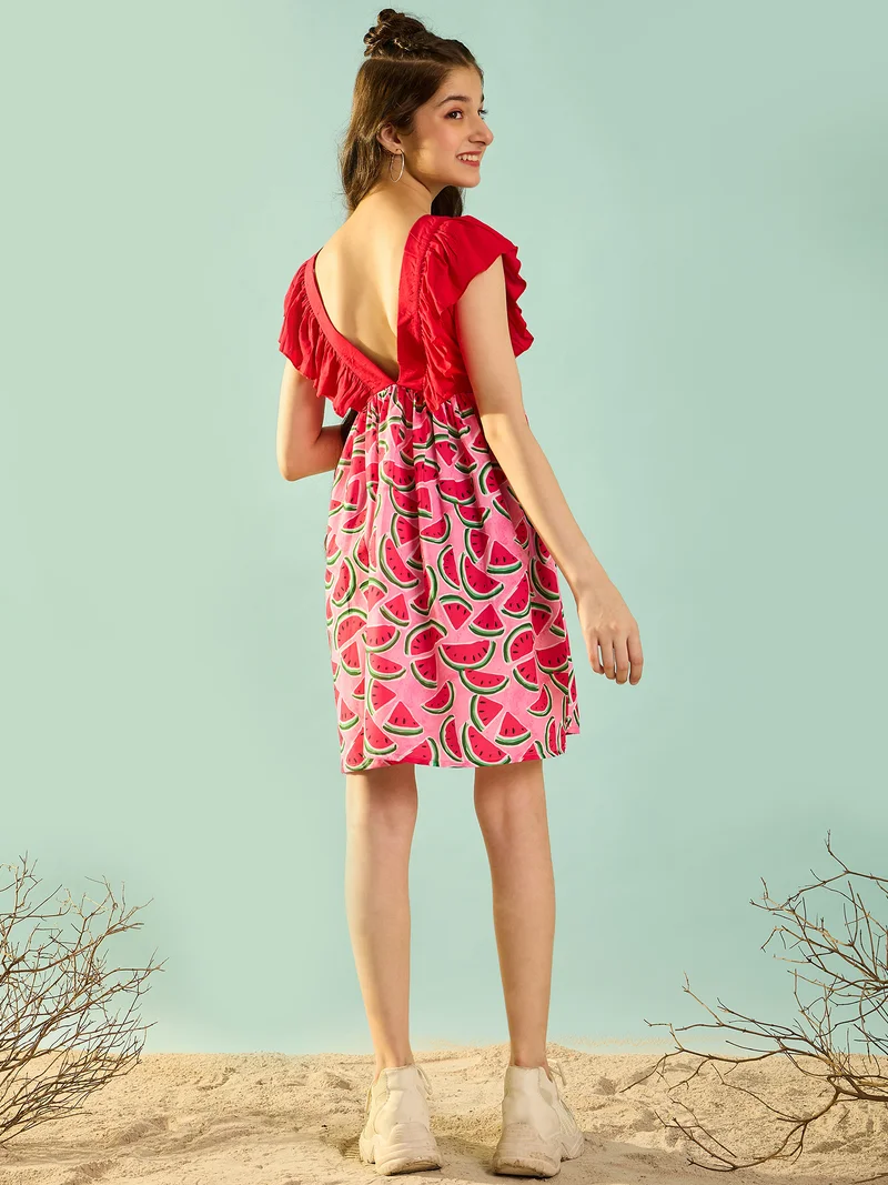 Cherry & Jerry Girls Pink Ruffle Short Dress